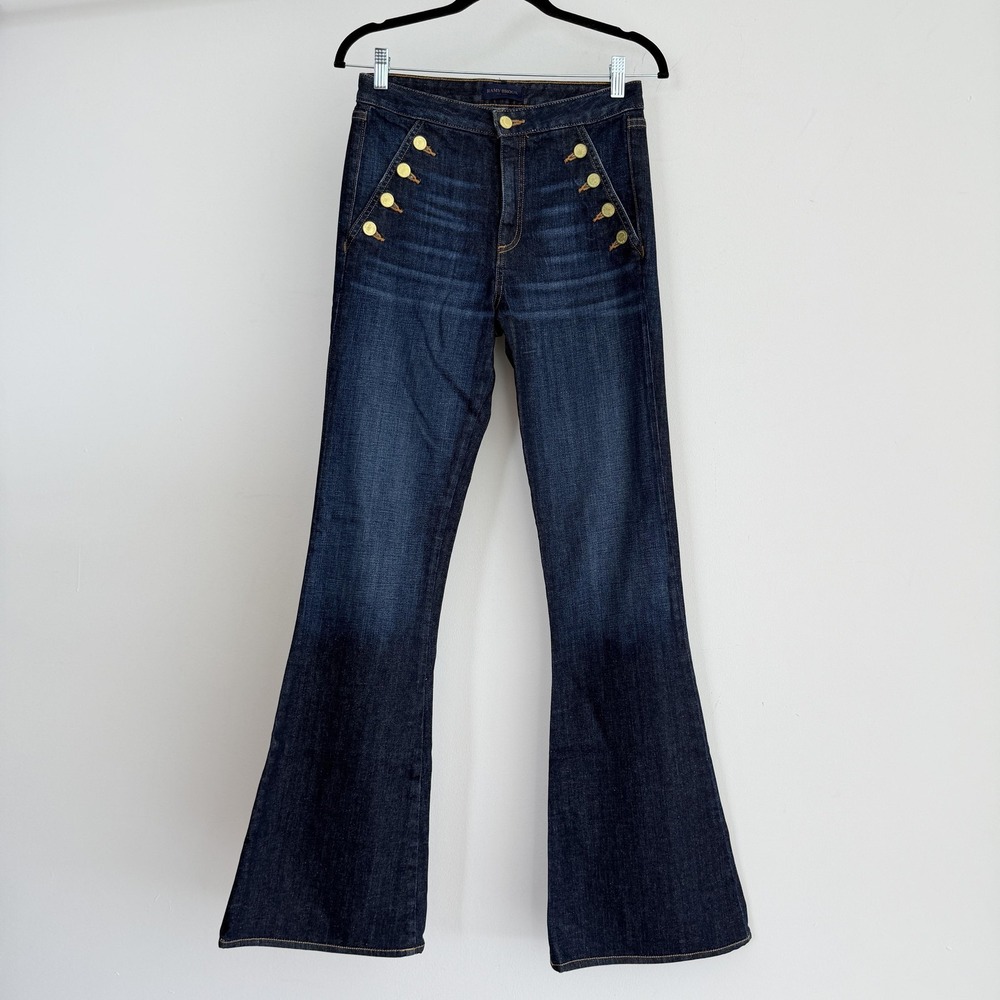 Ramy Brook Jeans 26 B Elena High Rise Sailor Flare Dark Rinse Wash USA Denim